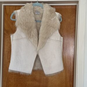 Jennifer Lopez Cream Faux Fur Vest